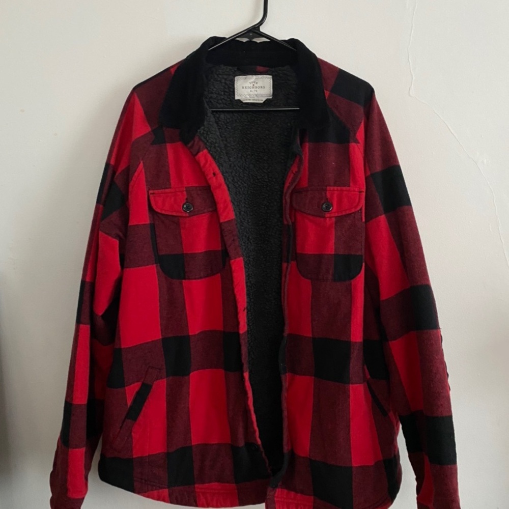Red Plaid Fleece Jacket